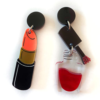 Nail Polish & Lipstick Earrings