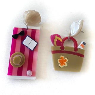 Orecchini telo mare e borsa spiaggia