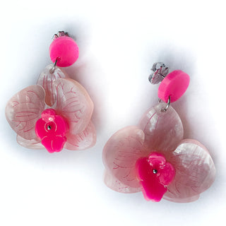 Pink orchid earrings