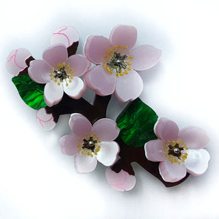 Apricot flowers brooch