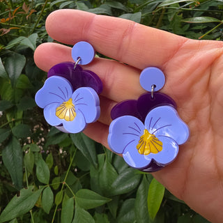 Violets flowers earrings