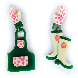 Gardening Gloves, Apron & Boots Earrings

