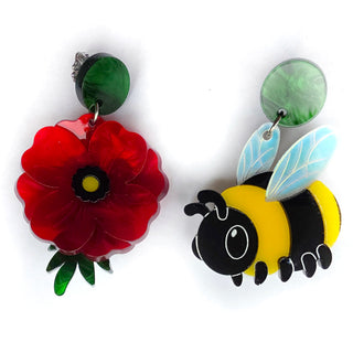 Poppy and bumblebee earrings 