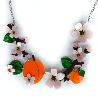 Apricot and apricot blossom statement necklace