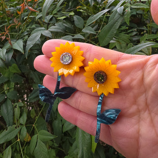 Orecchini lobo girasole intercambiabili