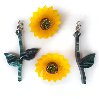 Orecchini lobo girasole intercambiabili