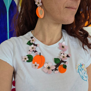 Collana maxi albicocca e fiori di albicocco