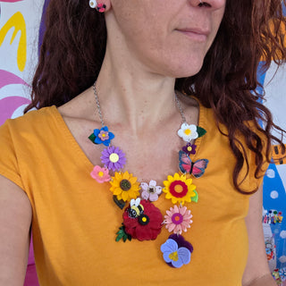 Garden flowers statement necklace