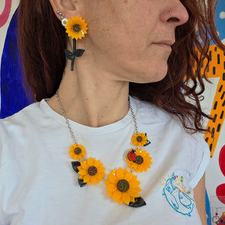 Orecchini lobo girasole intercambiabili