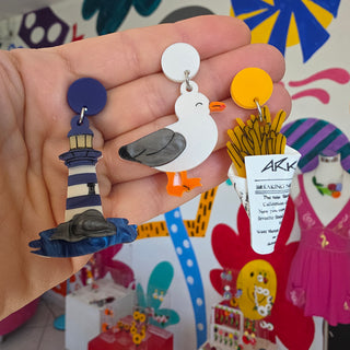 Seagull and fries earrings