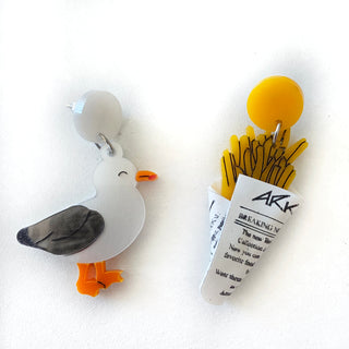 Seagull and fries earrings