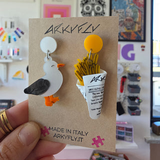 Seagull and fries earrings
