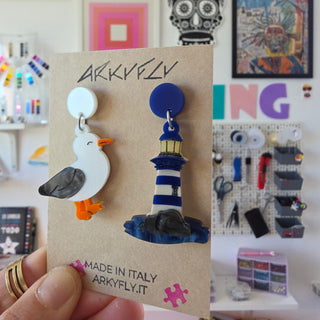 Seagull and Lighthouse earrings 