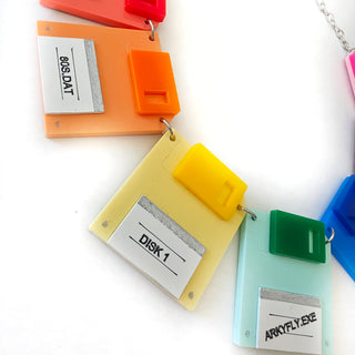 Collana maxi floppy disk arcobaleno