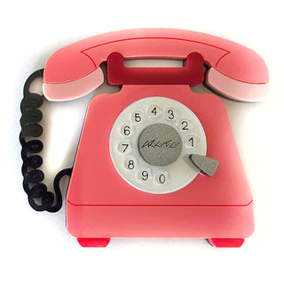 80s dynamic telephone brooch