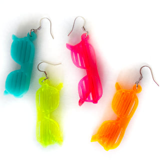 Orecchini occhiali a strisce fluo anni '80