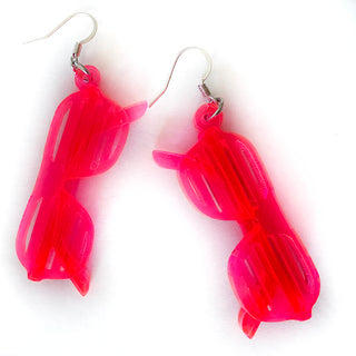 Orecchini occhiali a strisce fluo anni '80
