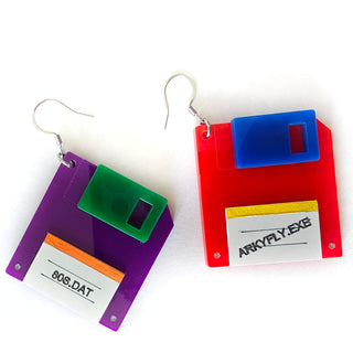Orecchini floppy disk colorati personalizzabili