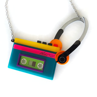 Collana maxi 80s music tape player