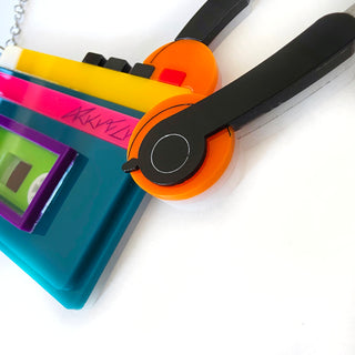 Collana maxi 80s music tape player