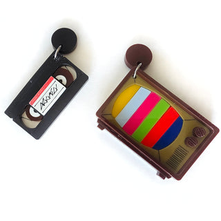 Tv and vhs earrings 