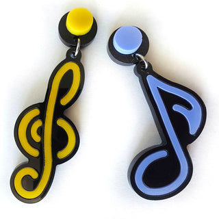 Orecchini note musicali effetto neon anni '80