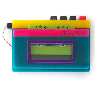 80s music tape player dynamic brooch 