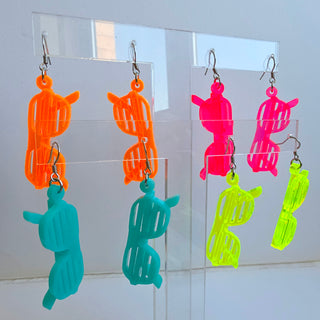 Orecchini occhiali a strisce fluo anni '80