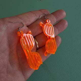 Orecchini occhiali a strisce fluo anni '80