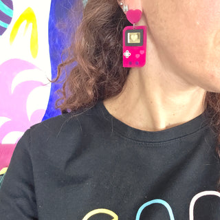 Pink GAME OVER earrings 