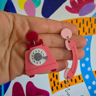 Orecchini telefono e cornetta anni '80