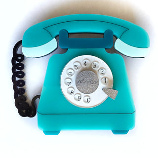80s dynamic telephone brooch
