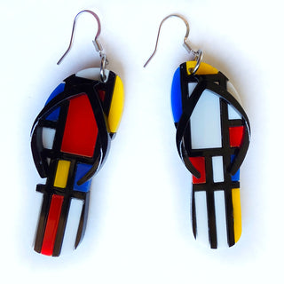 Flip flop Mondrian inspired earrings 