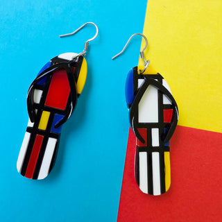 Flip flop Mondrian inspired earrings 