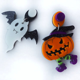 Ghost Vampire & Witch Pumpkin Earrings