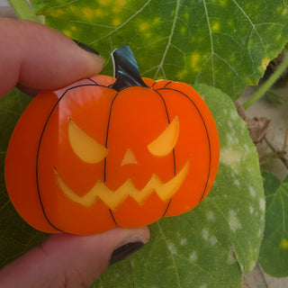 Halloween Pumpkin Hair Clip – Glows in the Dark!