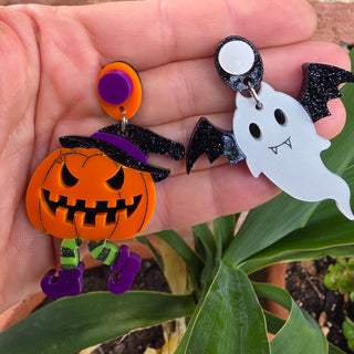 Ghost Vampire & Witch Pumpkin Earrings