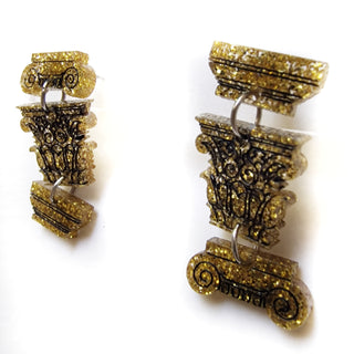 orecchini ordini architettonici in plexiglass oro glitter