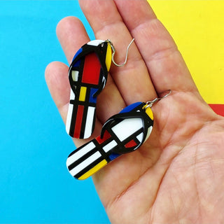 Flip flop Mondrian inspired earrings 