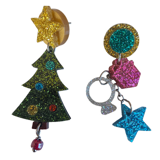 Christmas tree and gifts earrings 