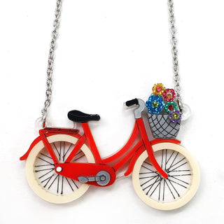 collana décolleté bicicletta in plexiglass rossa