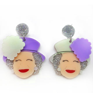 Orecchini Lillibet in plexiglass con cappellino perla e lilla