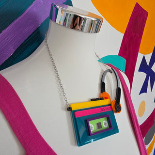 Collana maxi 80s music tape player