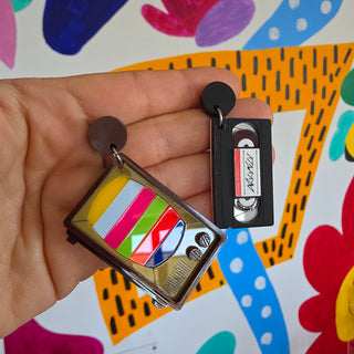 Tv and vhs earrings 