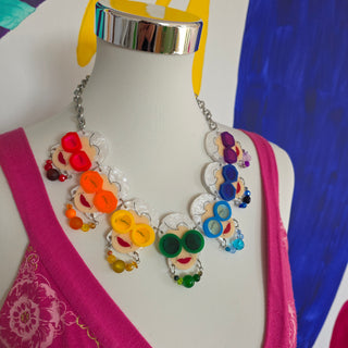 Rainbow Iris statement necklace