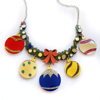 Christmas baubles statement necklace 