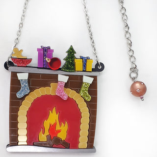 Christmas fireplace necklace