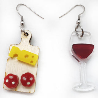 Wine and salami earrings
