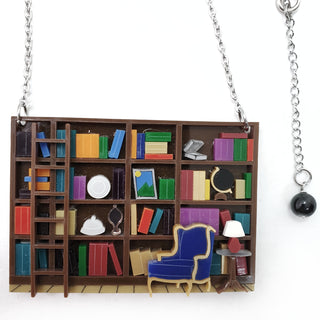 Library full of books necklace
