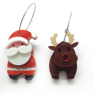 Santa Claus and Rudolph circle earrings
